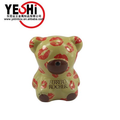 Wholesale Christmas Gift Bear Shaped Metal Tin Box For Candy Chocolate Packaging