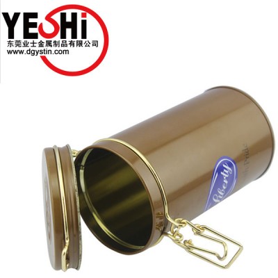 High quality airtight cylinder metal coffee container tin boxes with plastic insert lid