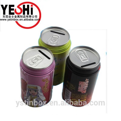 Wholesale recyclable material can shaped round metal tin coin bank