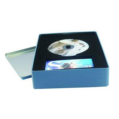 Wholesale dvd packaging display holder rectangular shape empty metal tin cd case